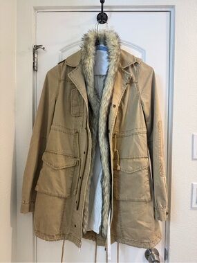 Free People Utility Jacket with Faux Fur Trim